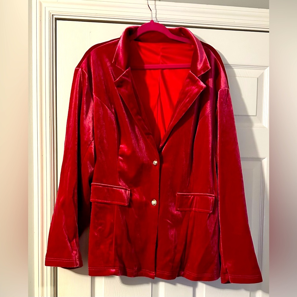 SHEIN hot pink velvet blazer 3x